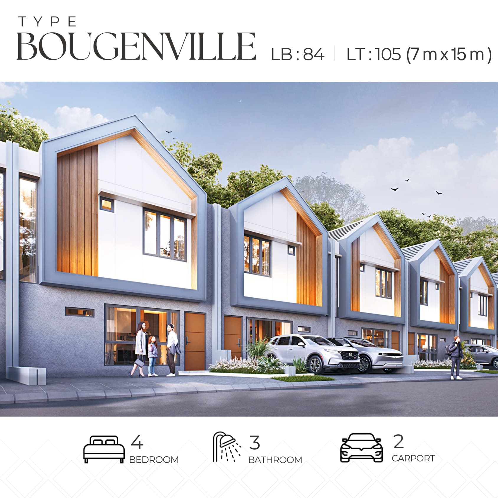 Modern Mansion Garden Tipe Bougenvile